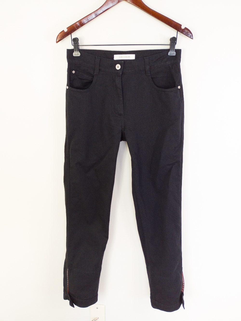Cedric Charlier Turn Up Plaid Snap Cuff Cropped Trousers Size 4